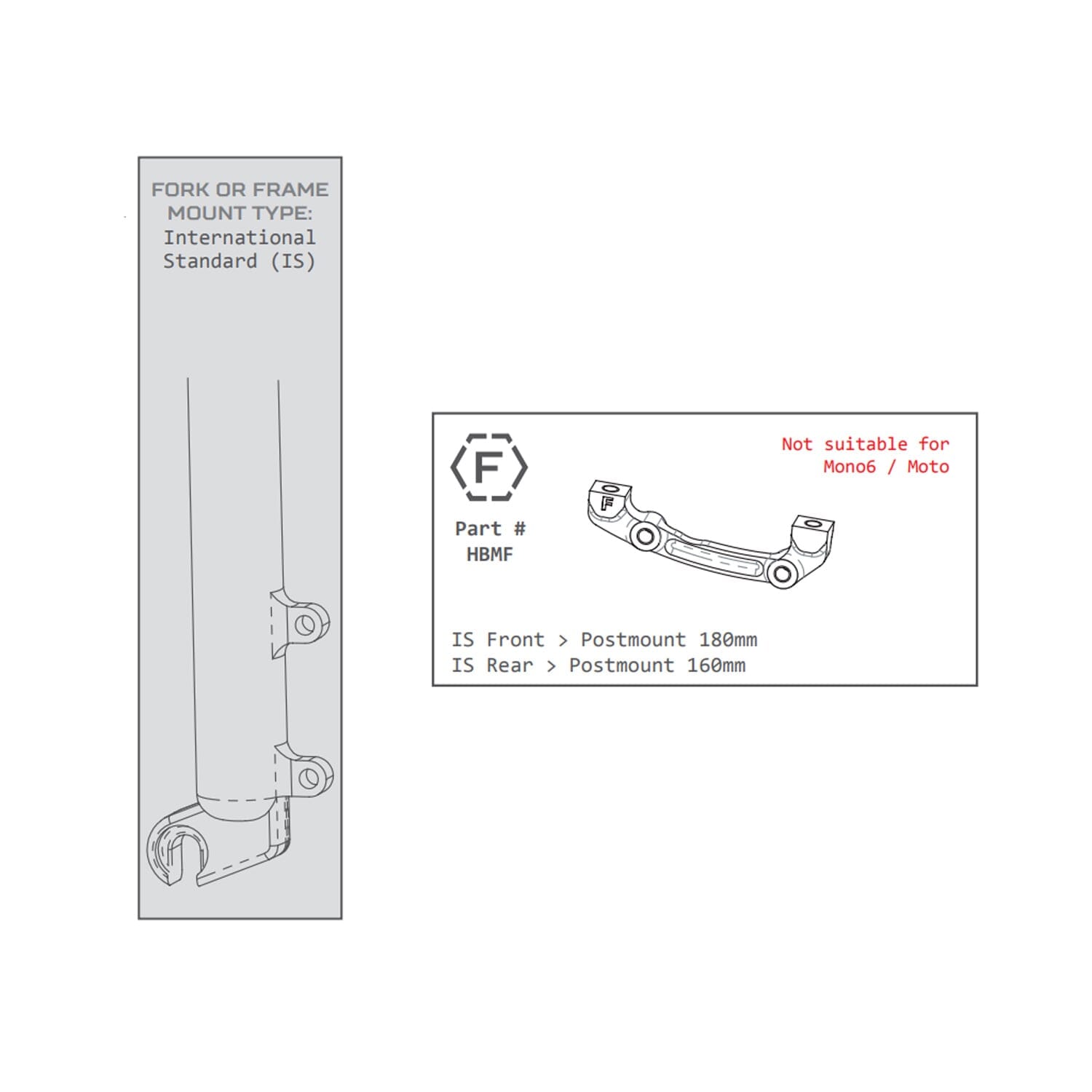 Adattatore pinza anteriore / posteriore PM / IS HOPE (anteriore 180 mm / posteriore 160 mm) #HBMF Nero