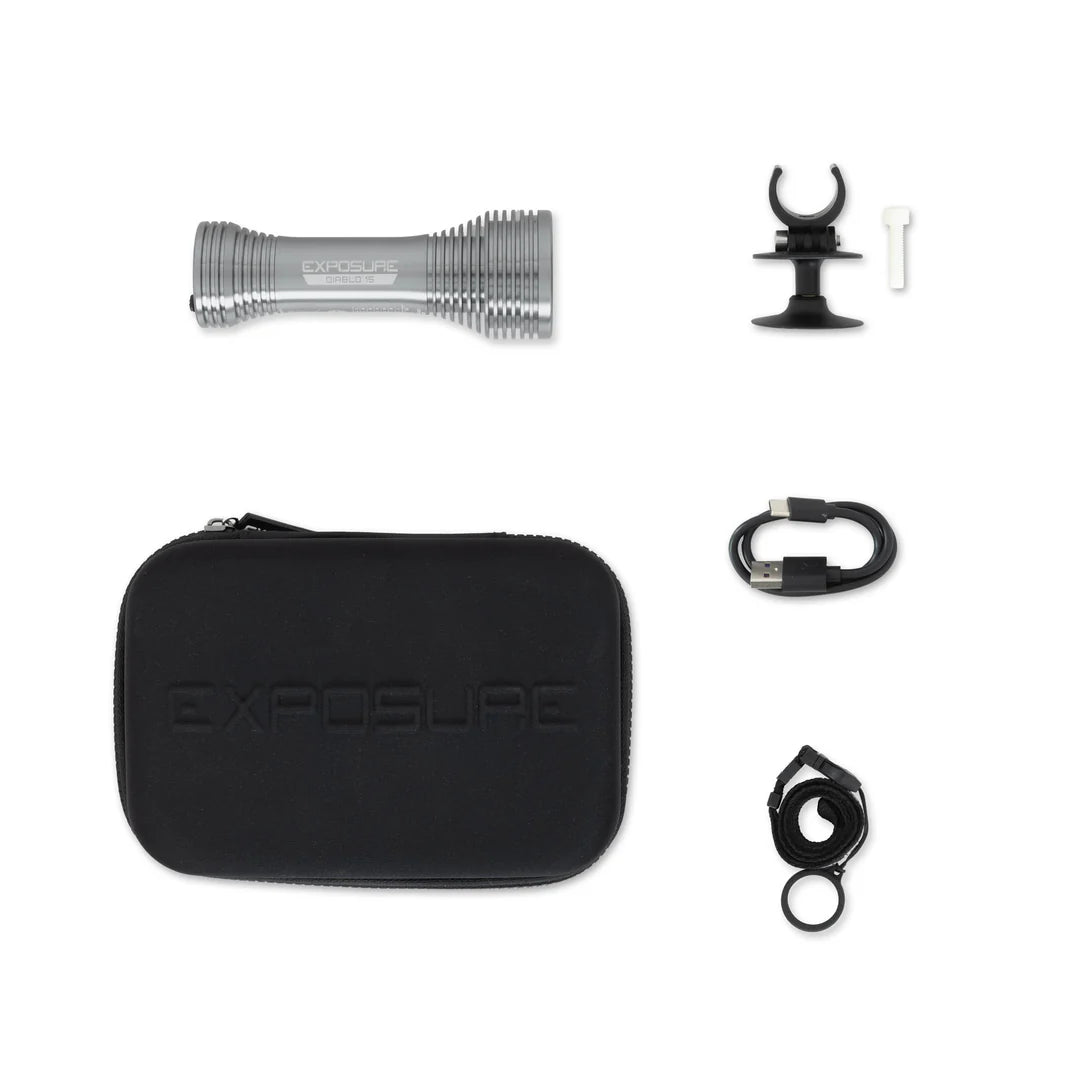 LUCI DI ESPOSIZIONE DIABLO 15 luce anteriore con supporto per casco/supporto