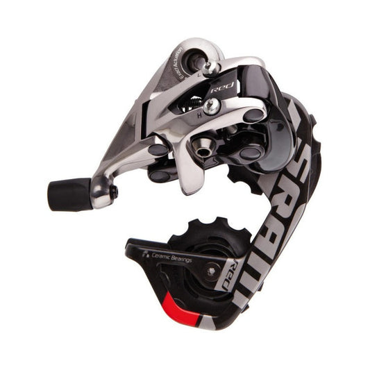 Cambio posteriore SRAM RED Aero Glide 10 velocità a gabbia corta – vista del prodotto su sfondo bianco