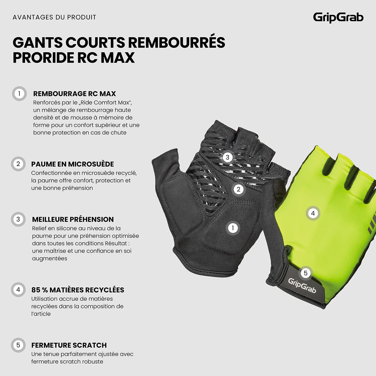 Guanti corti GRIPGRAB PRORIDE RC MAX Gialli