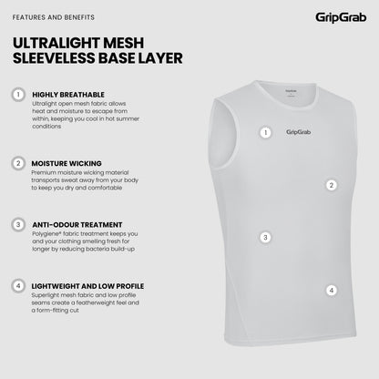 Maglia intima senza maniche GRIPGRAB IN RETE ULTRALEGGERA bianca