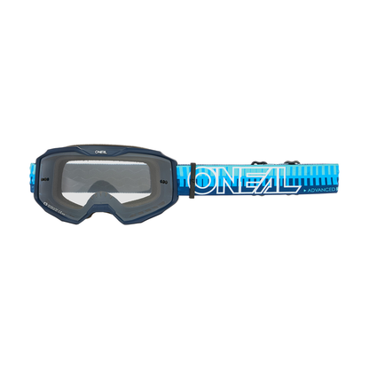 Maschera O'NEAL B-10 a righe blu con lente trasparente
