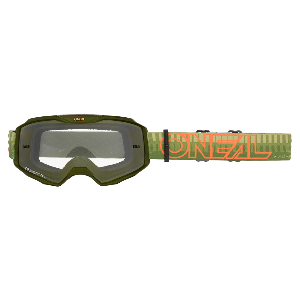 O'NEAL B-10 Maschera a strisce verde/arancione con schermo trasparente