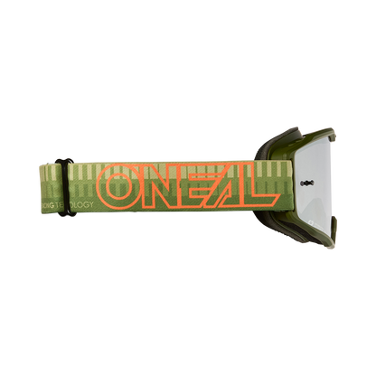 Maschera O'NEAL B-10 STRIPED Verde/Arancione Lente Silver Mirror