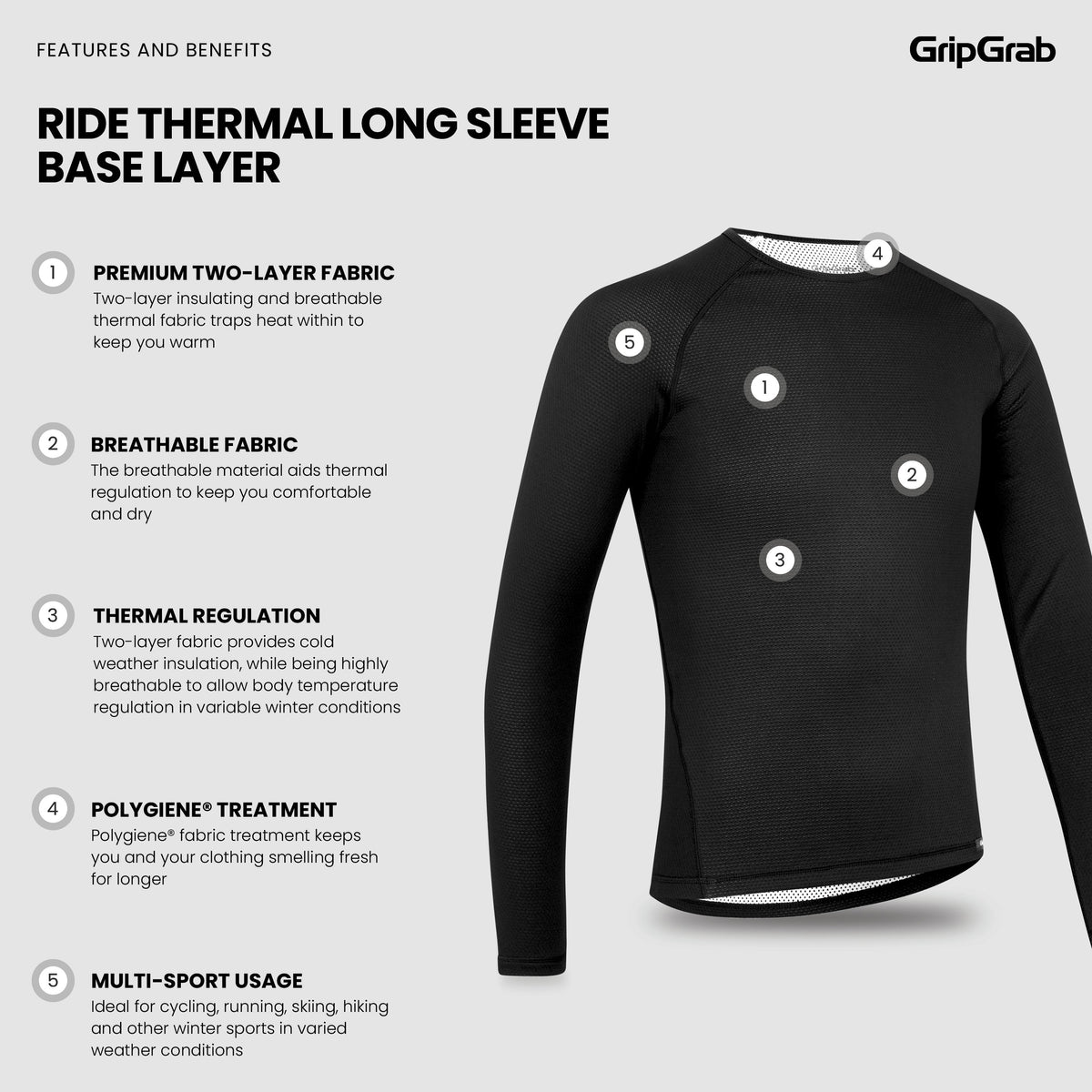 Maglia intima a maniche lunghe GRIPGRAB DA CICLISMO TERMICA nera