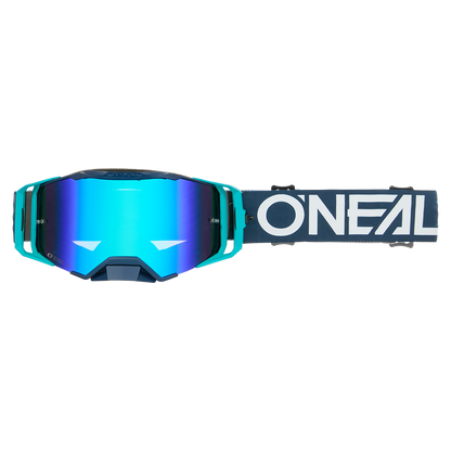 Maschera O'NEAL B-33 HEXA blu con lente a specchio blu