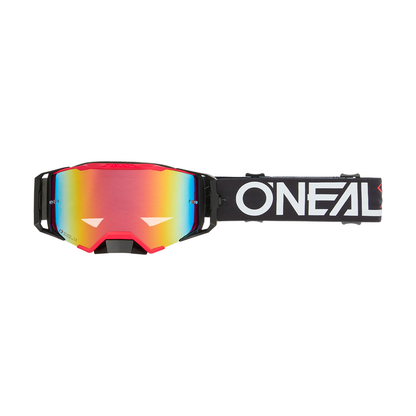 Maschera O'NEAL B-33 HEXA nera/rossa con lente Radium rossa