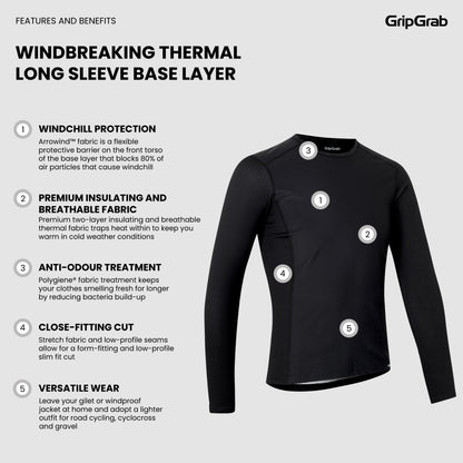 Maglia intima a maniche lunghe GRIPGRAB WINDBREAKING THERMAL nera