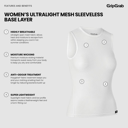 Maglia intima senza maniche da donna GRIPGRAB IN RETE ULTRALEGGERA bianca