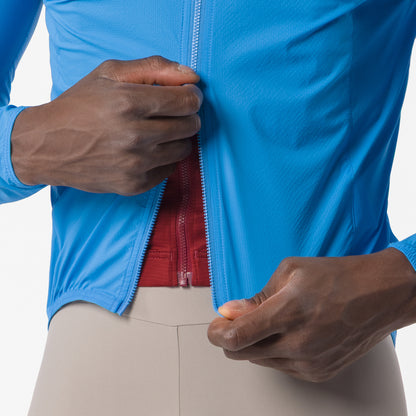 Giacca CASTELLI Transition Air blu – dettaglio della zip a doppio cursore