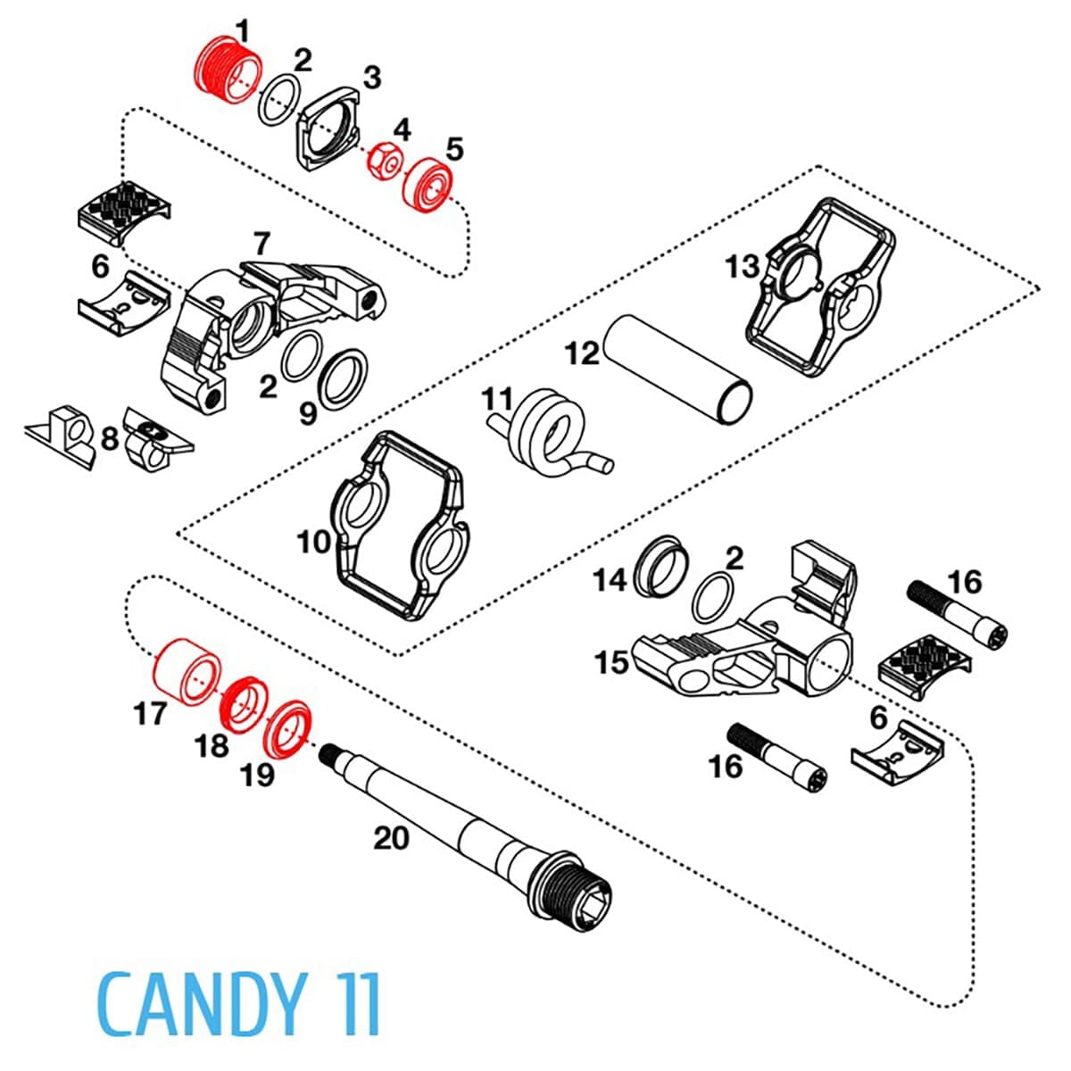 Kit di Ricondizionamento per Pedali CRANKBROTHERS EGGBEATER / CANDY 11 #16229