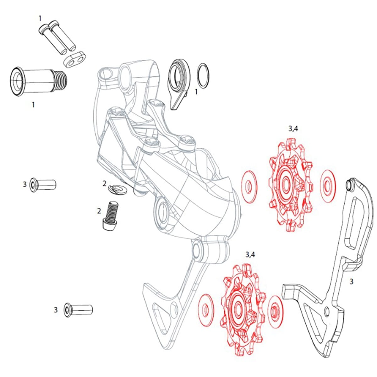 Galets de Dérailleur Arrière SRAM GX DH 7v #11.7518.070.000