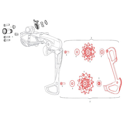 Kit Pulegge e Gabbia Interna Deragliatore Posteriore 12V SRAM EAGLE