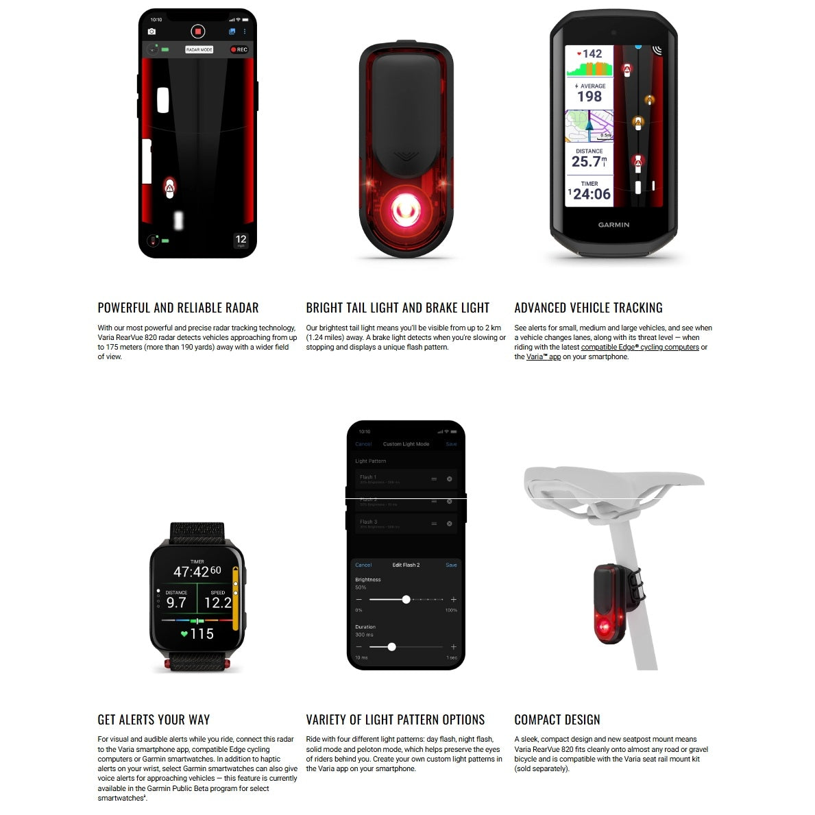 Illuminazione posteriore GARMIN VARIA REARVUE 820