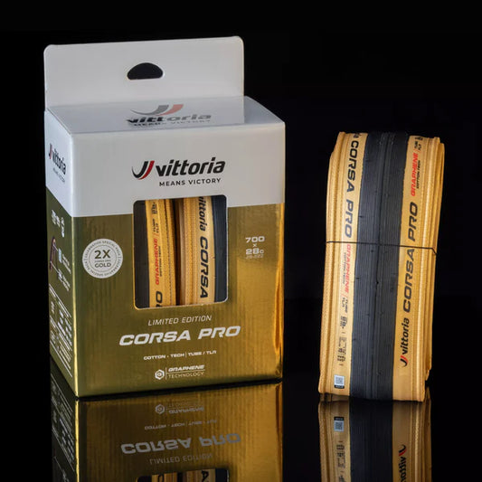 Coppia di pneumatici VITTORIA CORSA PRO 700x28c Tubeless Ready - Edizione limitata Oro