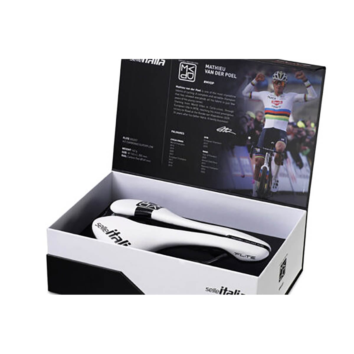 Selle SELLE ITALIA FLITE BOOST SUPERFLOW L Rails Carbone - Édition Spéciale Mathieu VAN DER POEL