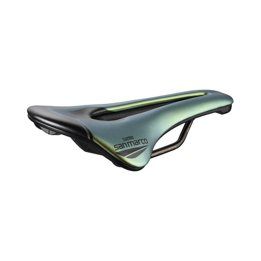 Sella SAN MARCO SHORTFIT 2.0 OPEN-FIT RACING S3 Larghezza 144mm Binari in acciaio Xsilite color oro