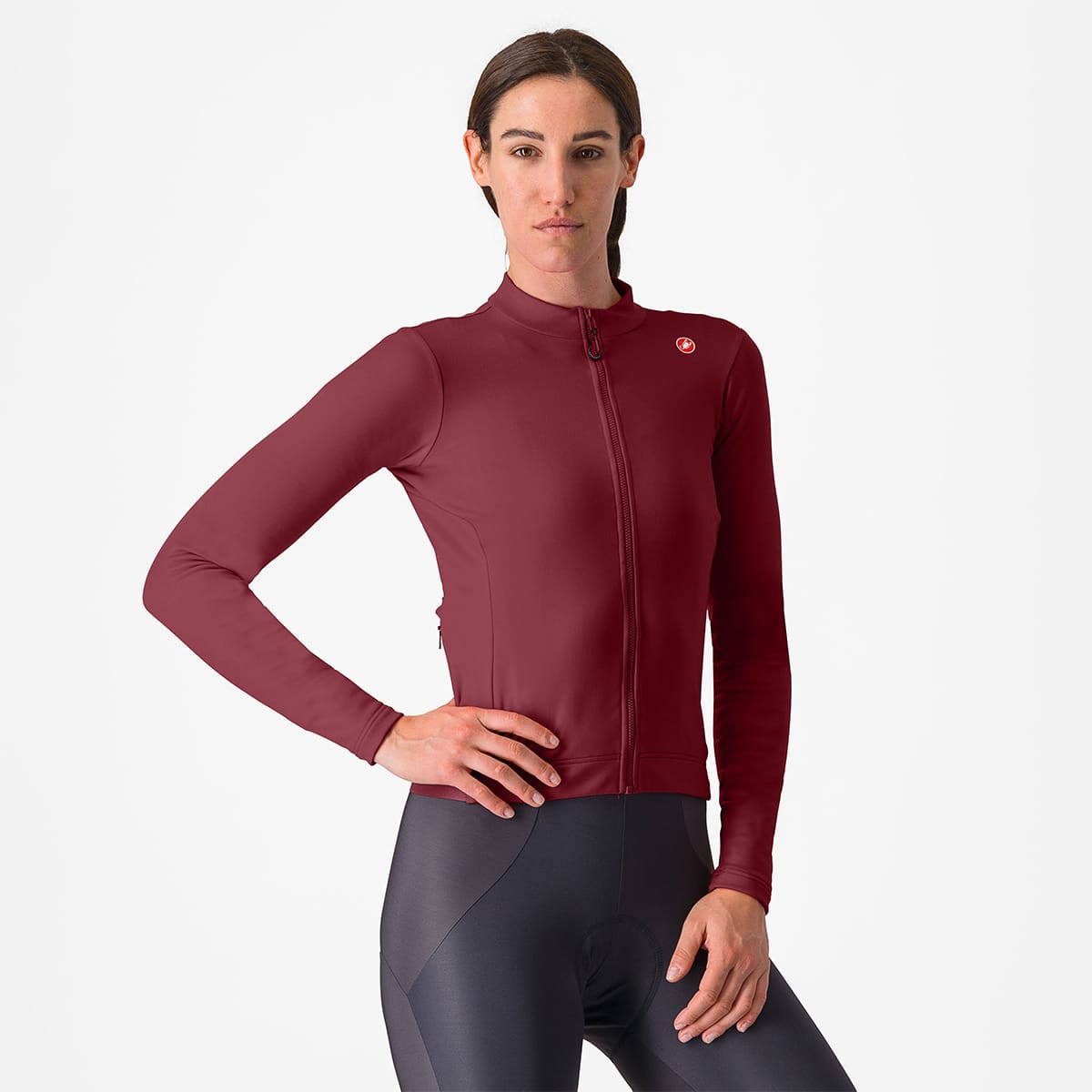 Maglia a maniche lunghe CASTELLI ESPRESSO THERMAL Donna Bordeaux