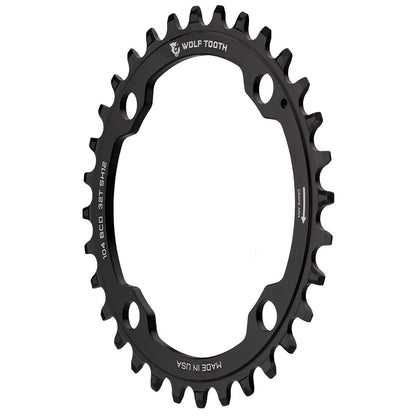 Piatto WOLF TOOTH 104 BCD 12V Shimano 4 Fori 104mm Nero