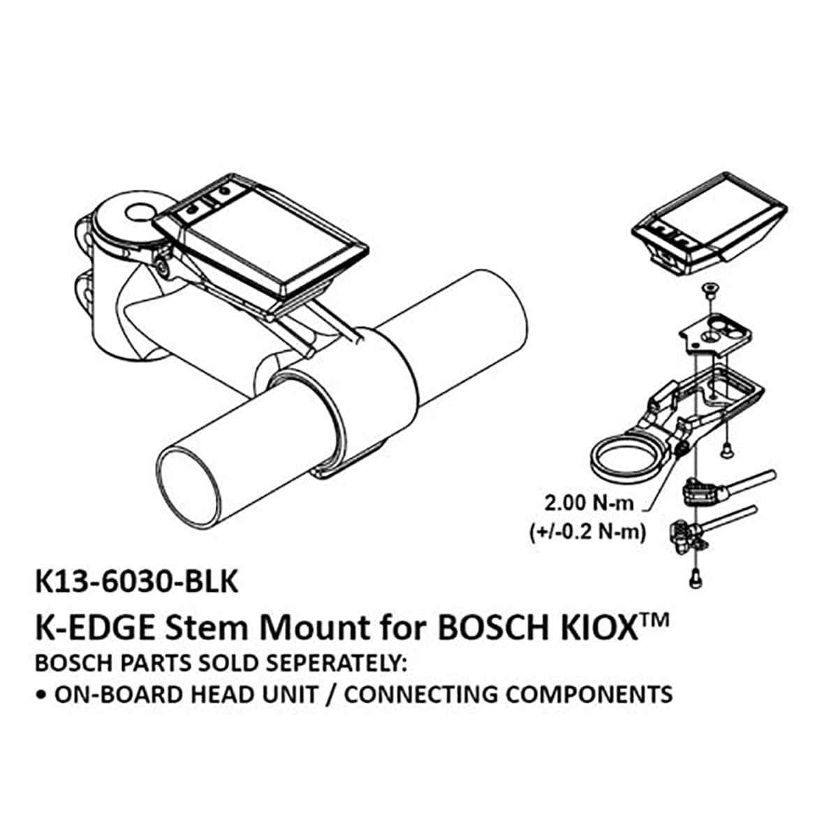 Support Déporté pour Compteur BOSCH E-BIKE KEDGE Noir