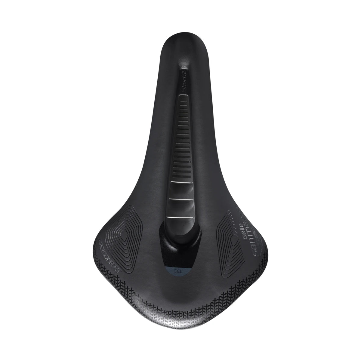 Sella SAN MARCO SHORTFIT 2.0 SHIELD SUPERCOMFORT OPEN-FIT RACING L3 larghezza 155 mm, rail in acciaio Xsilite, nera