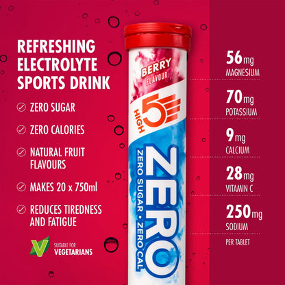 Pastiglie di Idratazione Elettroliti HIGH5 ZERO (x20) Frutti Rossi