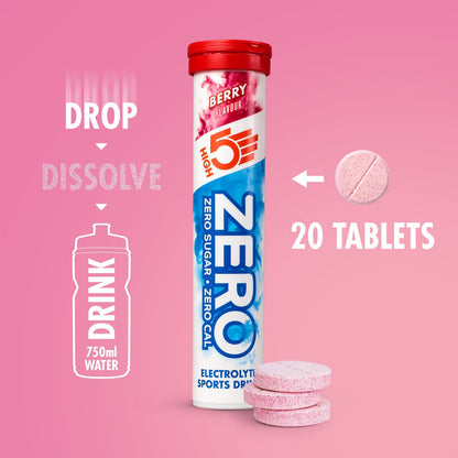 Pastiglie di Idratazione Elettroliti HIGH5 ZERO (x20) Frutti Rossi