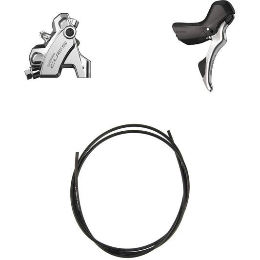 Leva destra e pinza posteriore SHIMANO CUES U6030 10/11V Flatmount senza disco - Edizione Polish Silver