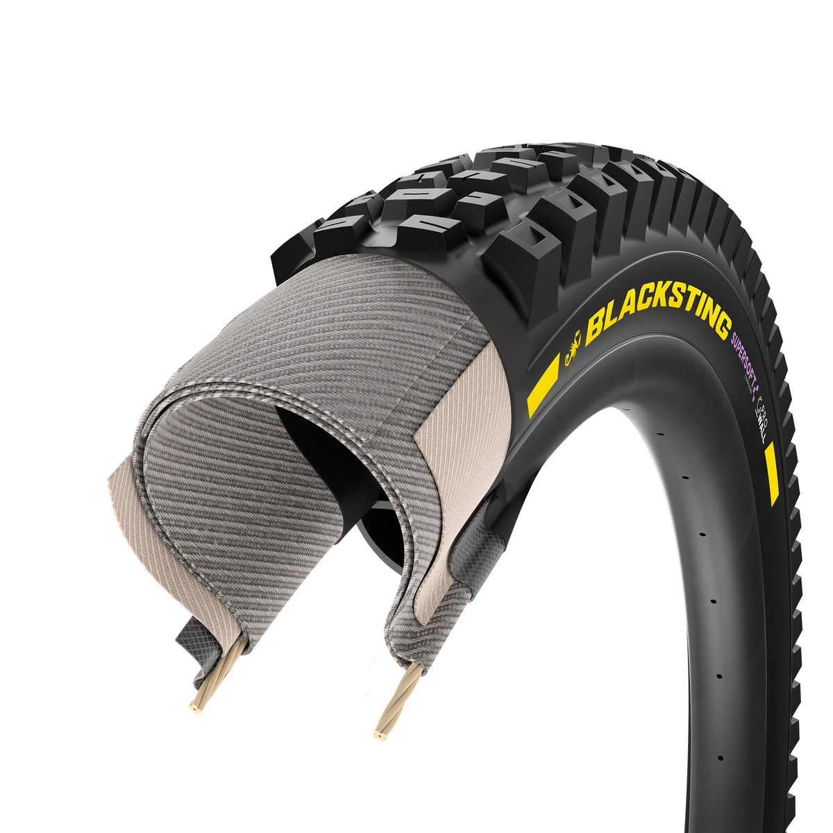 Copertone PIRELLI SCORPION BLACK STING 29x2.40 Supersoft ProWall Tubeless Ready pieghevole nero/giallo Edizione Team