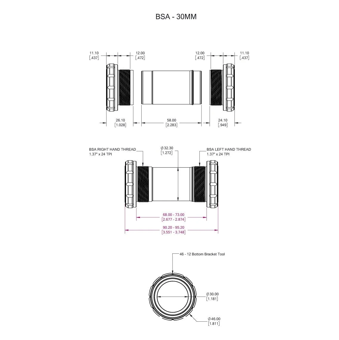 Guarnitura WOLFTOOTH BSA 30mm Nero