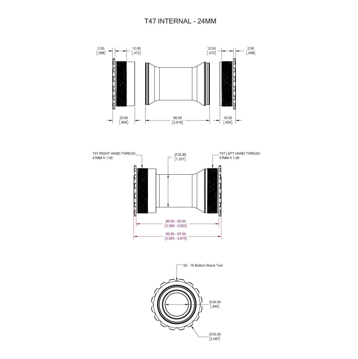 Guarnitura WOLFTOOTH T47 24mm Raw Silver