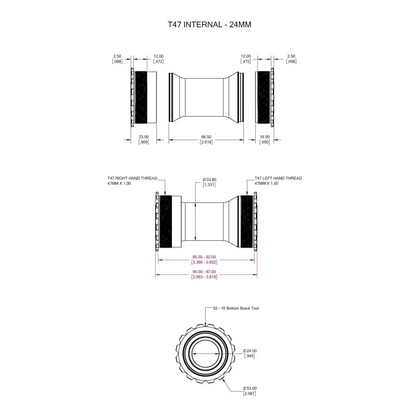 Movimento Centrale WOLFTOOTH T47i Interno 24mm Arancione