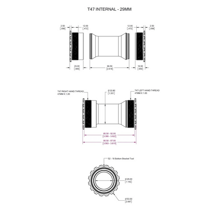 Movimento Centrale WOLFTOOTH T47i Interno 29mm SRAM DUB Raw Silver
