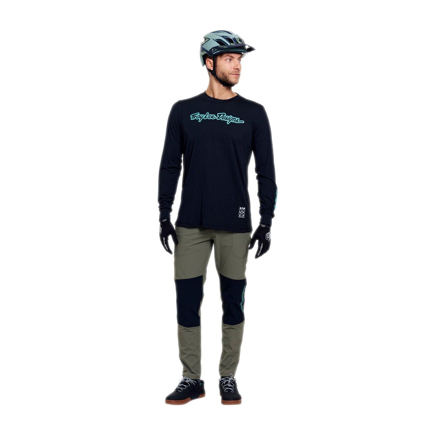 TROY LEE DESIGNS SKYLINE RIDE SIGNATURE Maglia a maniche lunghe nero/turchese