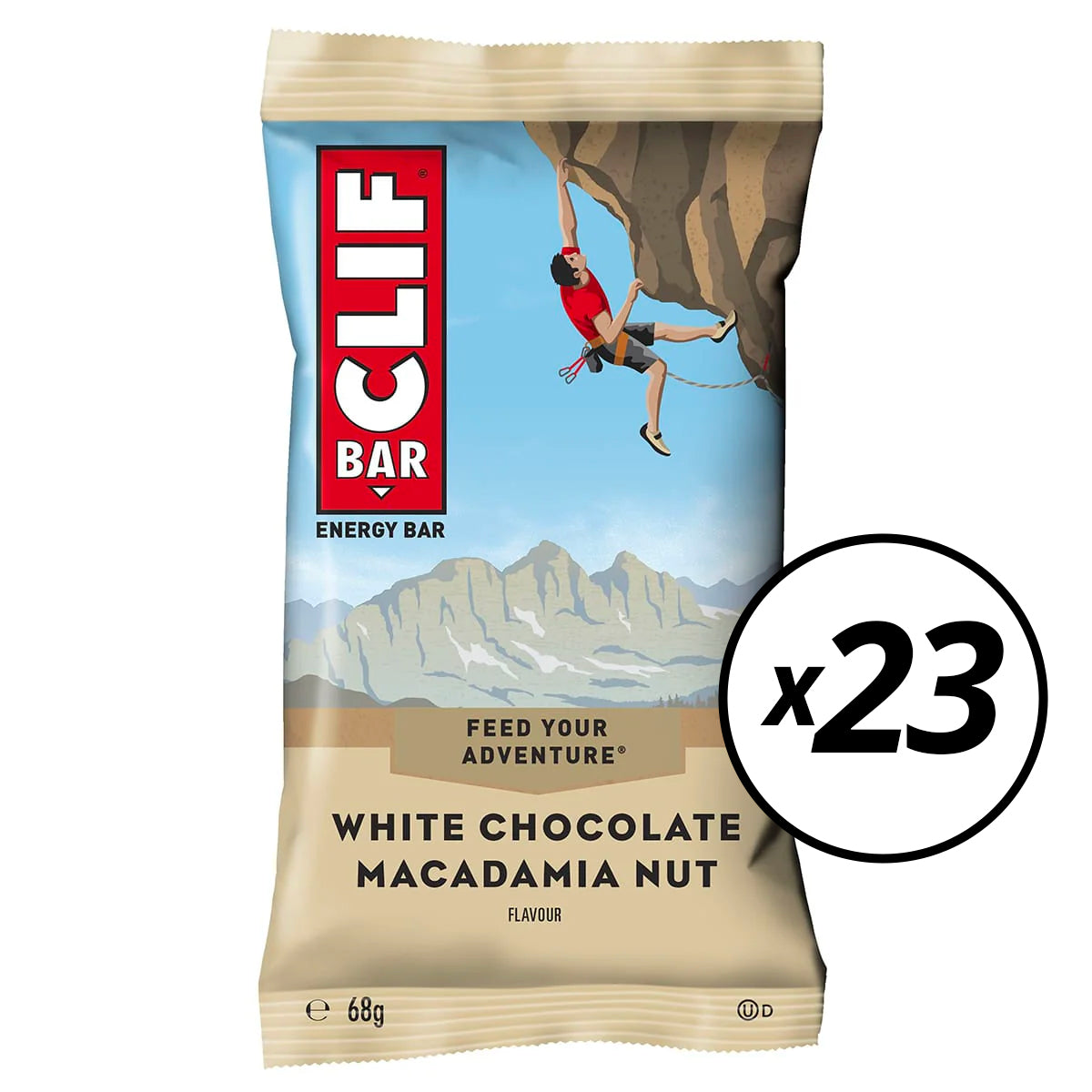 23 barrette energetiche CLIF BAR (68 g) al cioccolato bianco e noci di Macadamia - Short Date