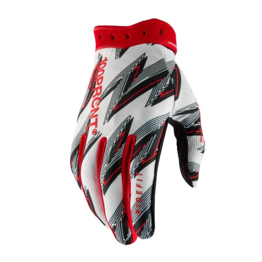 100% Guanti RIDEFIT Bianco/Rosso