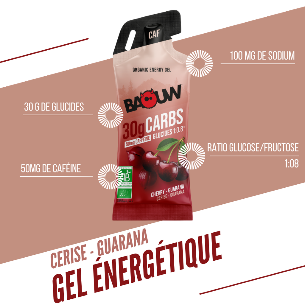 Gel Energetico BAOW (44g) Limone/Ciliegia/Guaraná Caffeina