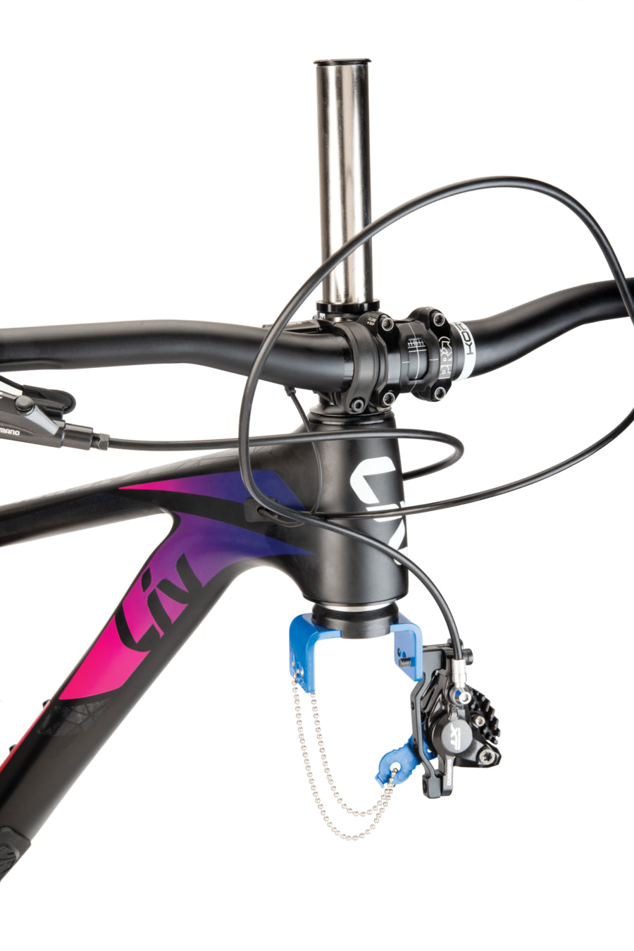 Park Tool DF-1 che sostiene una MTB con freno post mount