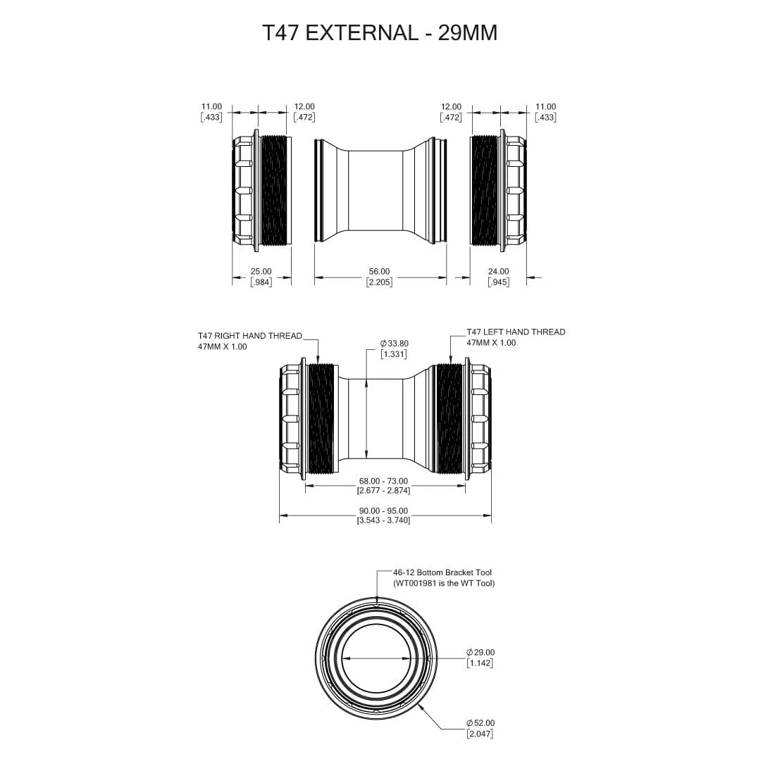 Guarnitura WOLFTOOTH T47 External 29mm SRAM DUB Black