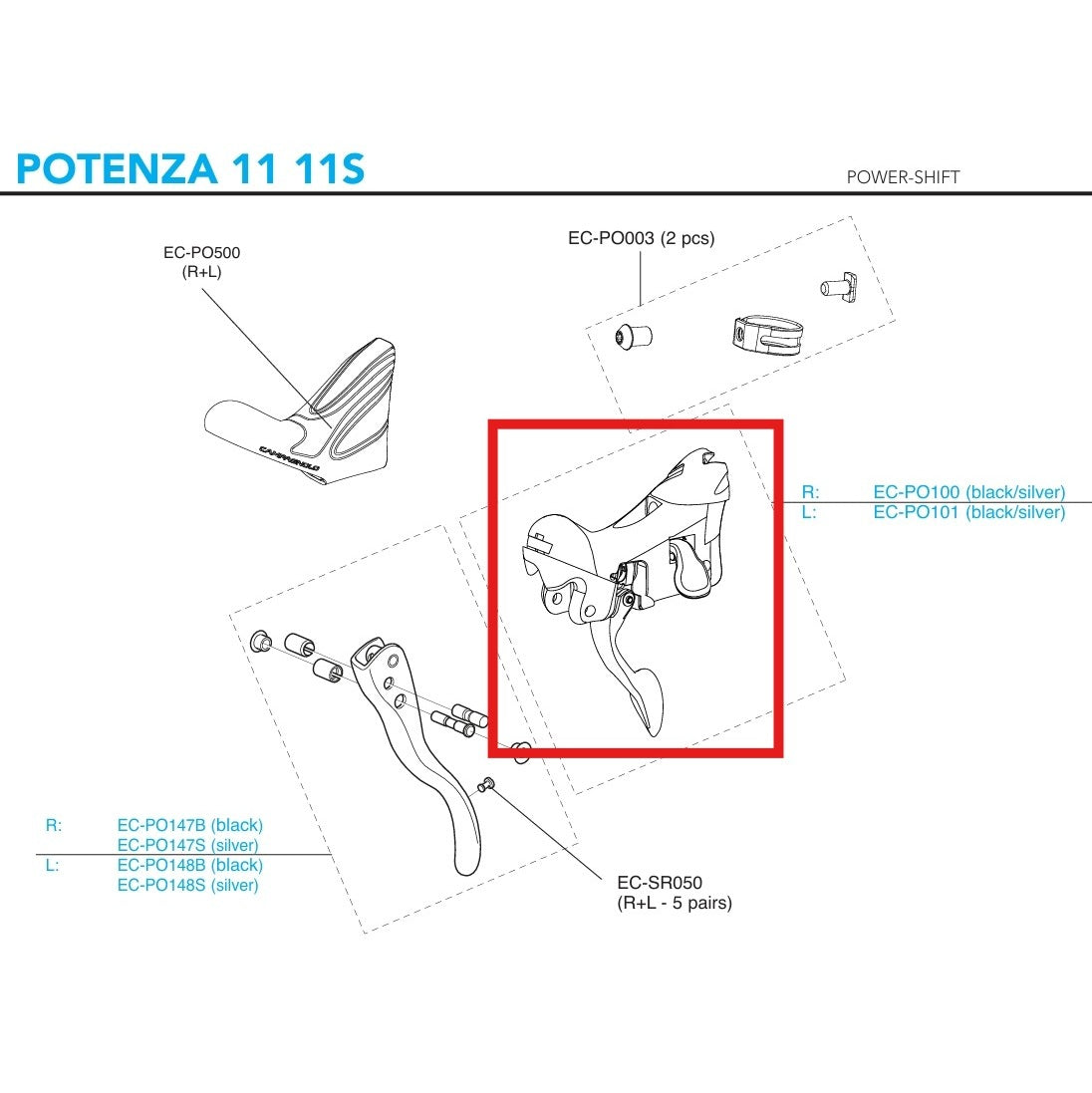 BLOCCHETTO DI INDICIZZAZIONE DESTRO CAMPAGNOLO POTENZA POWER-SHIFT 11V 2018