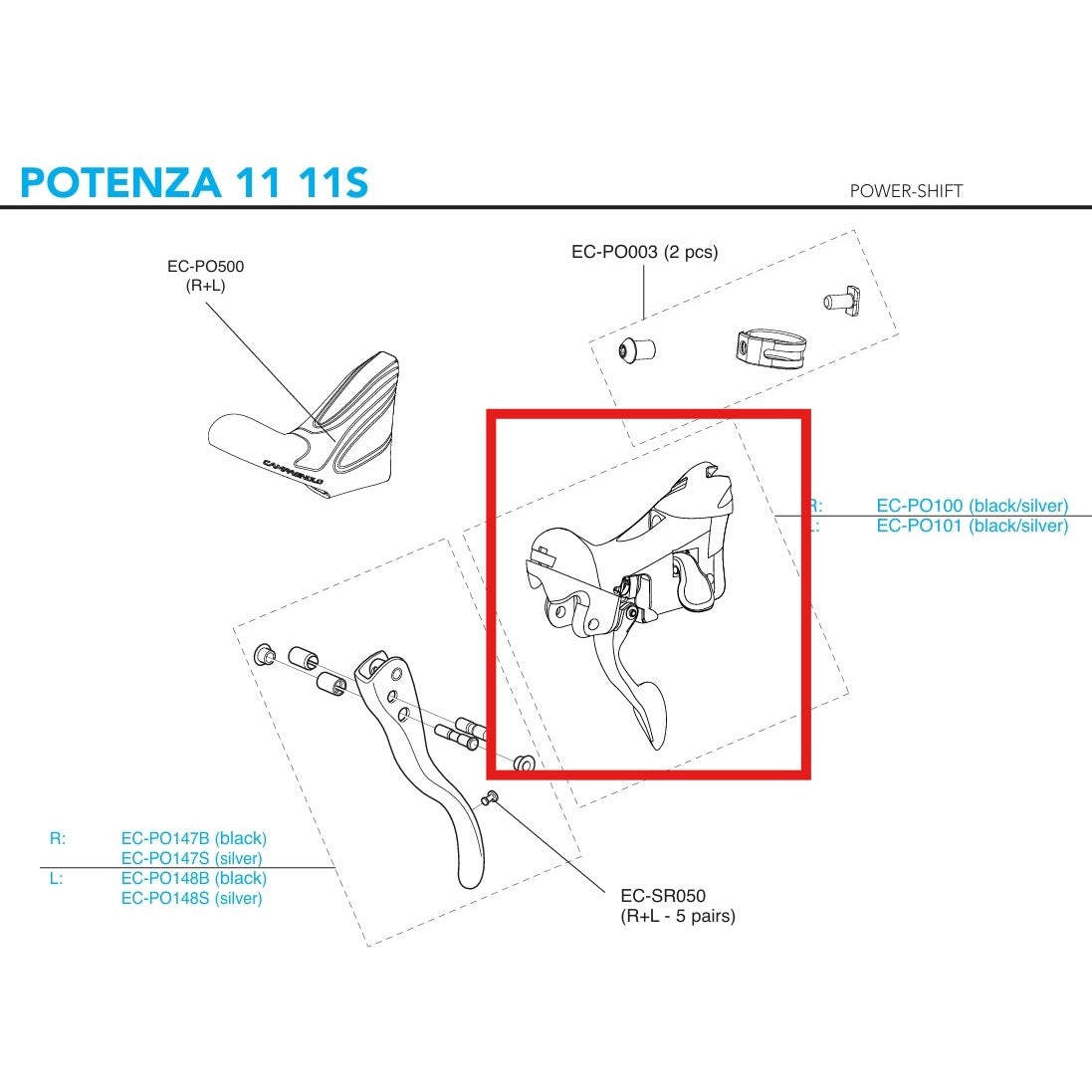Corpo cambio sinistro CAMPAGNOLO POTENZA 11V 2018 Cerchio Freno
