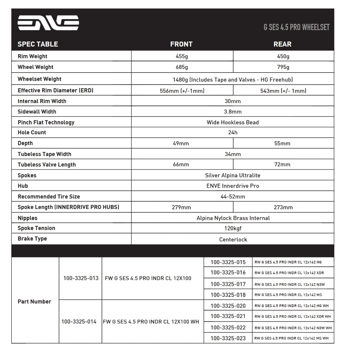 ENVE G SES 4.5 PROTubeless Ready (Center Lock) Nero