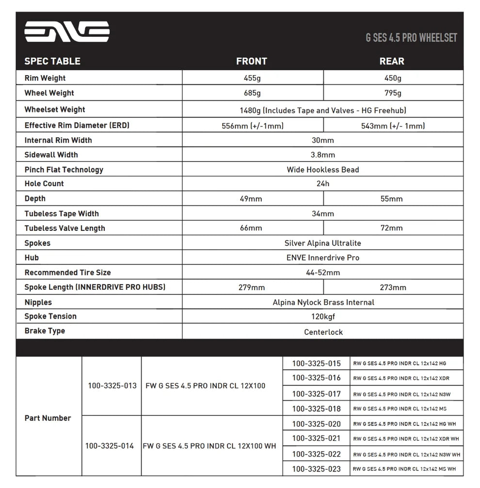 Coppia di ruote ENVE G SES 4.5 Tubeless Ready (Center Lock) nero/cromo