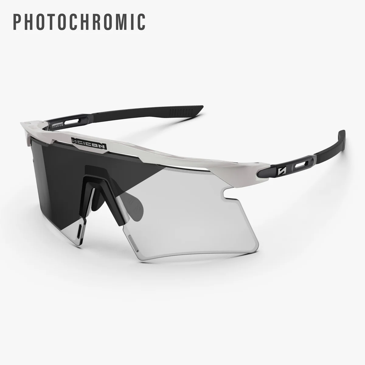 SCICON AEROSHADE 2.0 Occhiali in metallo bianco TITANIO Lenti fotocromatiche grigie