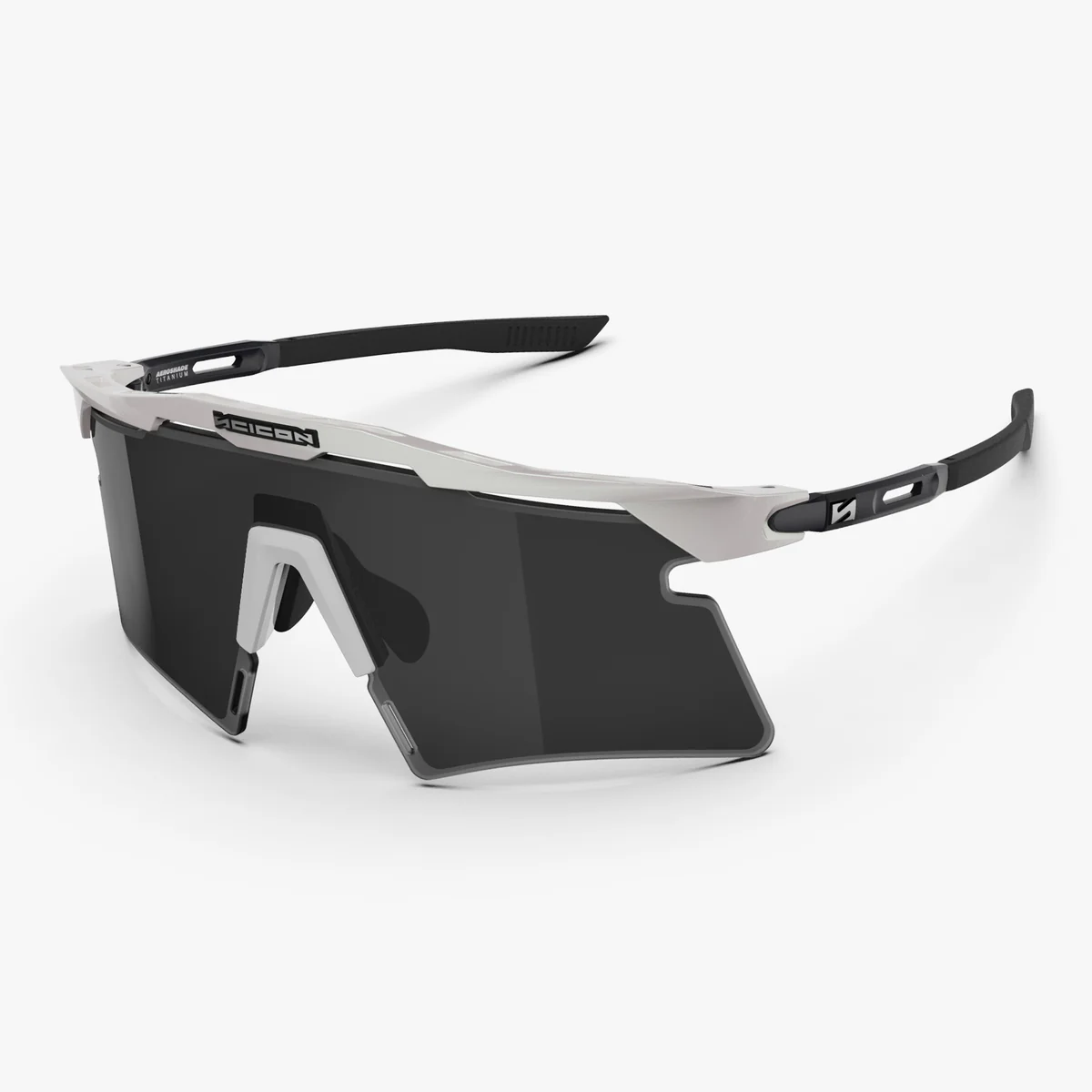 SCICON AEROSHADE 2.0 TITANIO Bianco Metallo Fumo Nero + Occhiali Rosa
