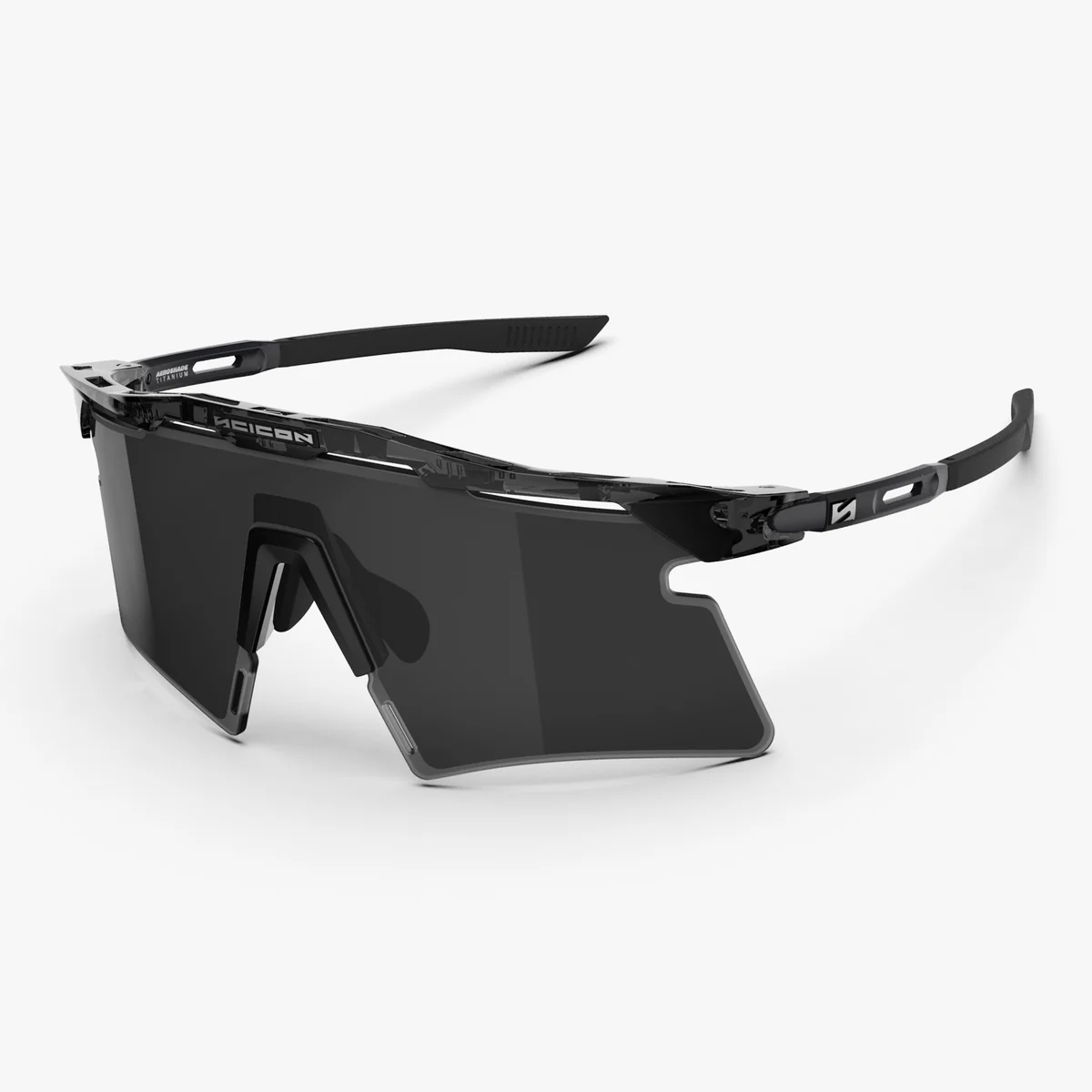 Occhiali SCICON AEROSHADE 2.0 TITANIUM Black Crystal Gloss Lens Smoke Black + Pink