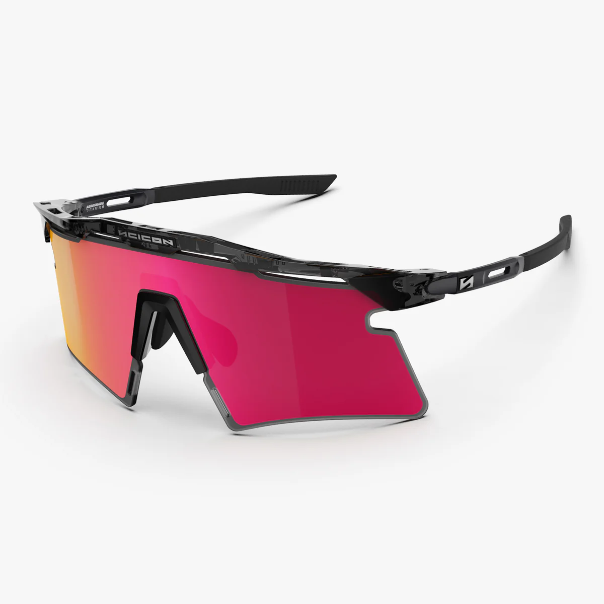Occhiali da sole SCICON AEROSHADE 2.0 TITANIUM Black Crystal Gloss Multimirror Sunburts + Lente rosa