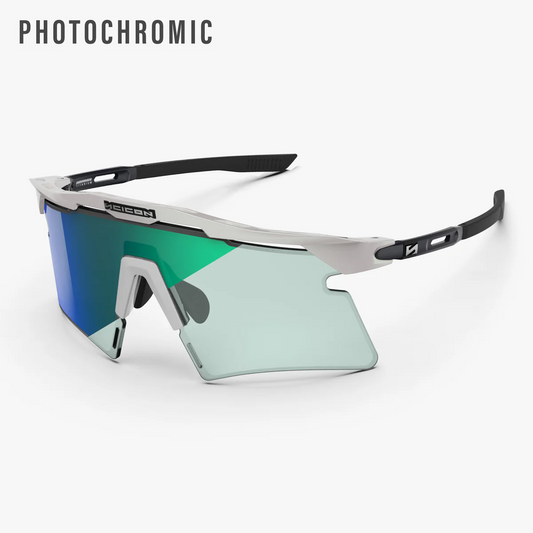 SCICON AEROSHADE 2.0 Occhiali in metallo bianco TITANIO Lente fotocromatica blu verde