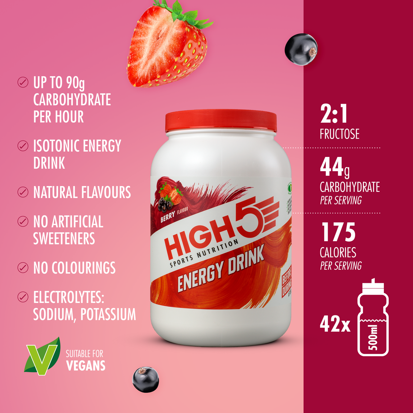 HIGH5 ENERGY DRINK Bevanda energetica (2,2 kg) Frutti rossi