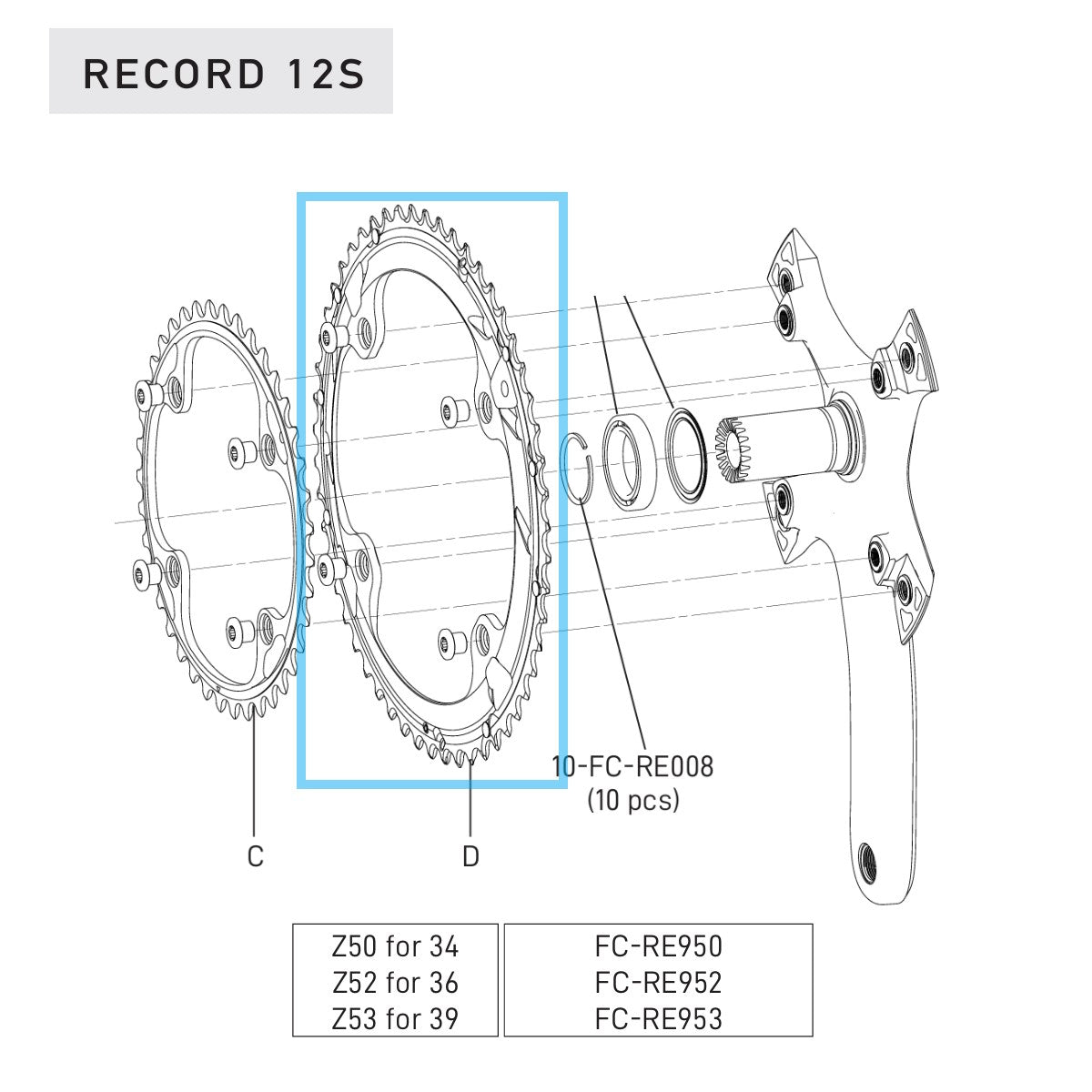 12V CAMPAGNOLO RECORD Corona da esterno